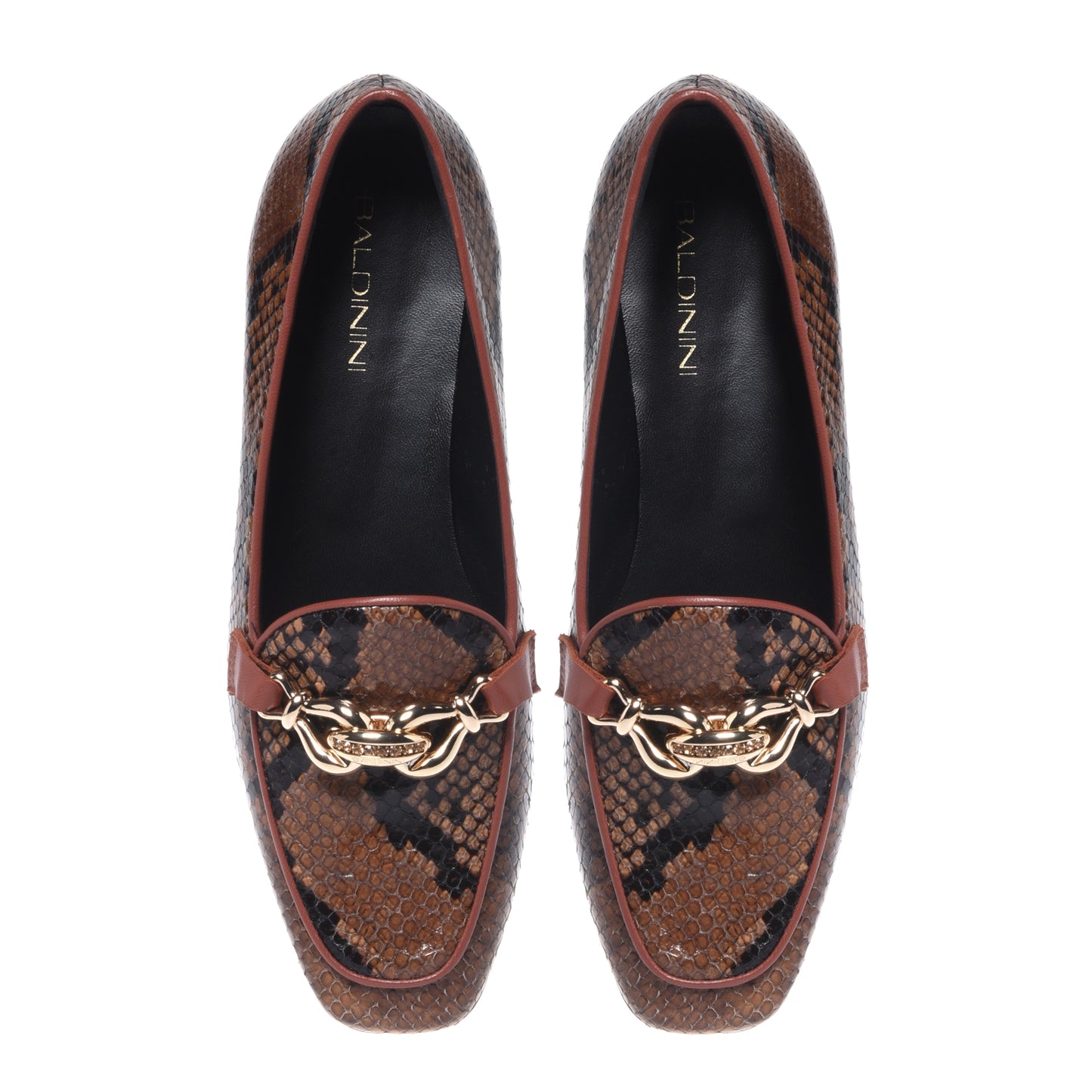 Mocassins marron motif peau de serpent