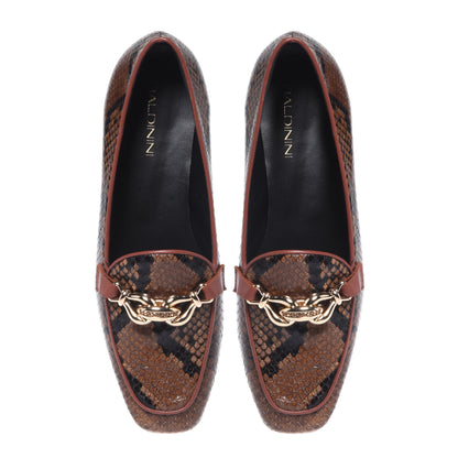 Mocassins marron motif peau de serpent