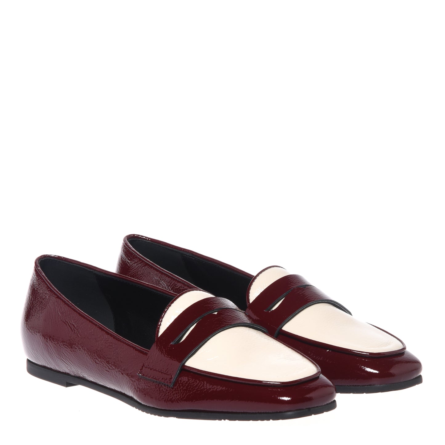 Mocassini in naplak bordeaux e bianco