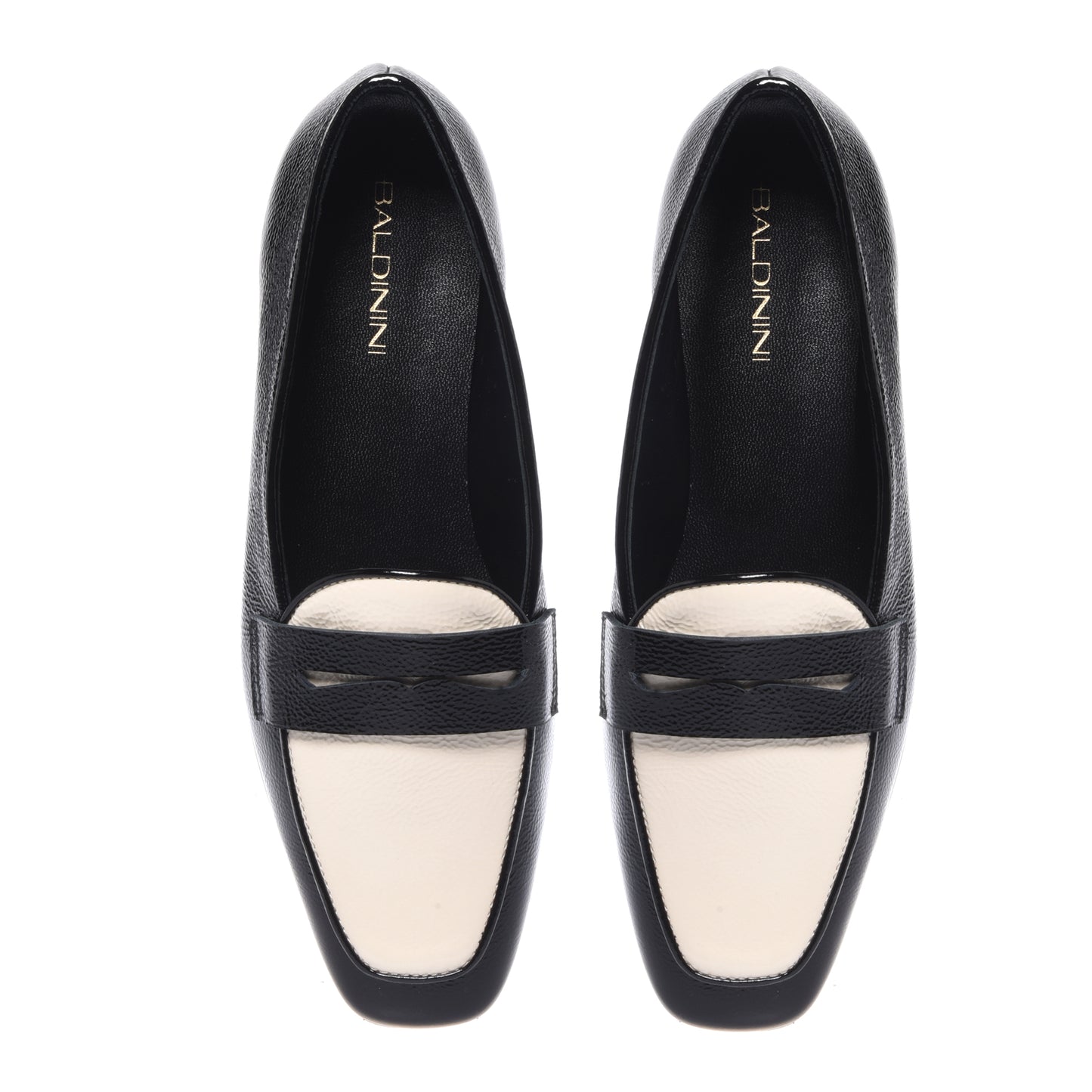 Black and white naplak loafers