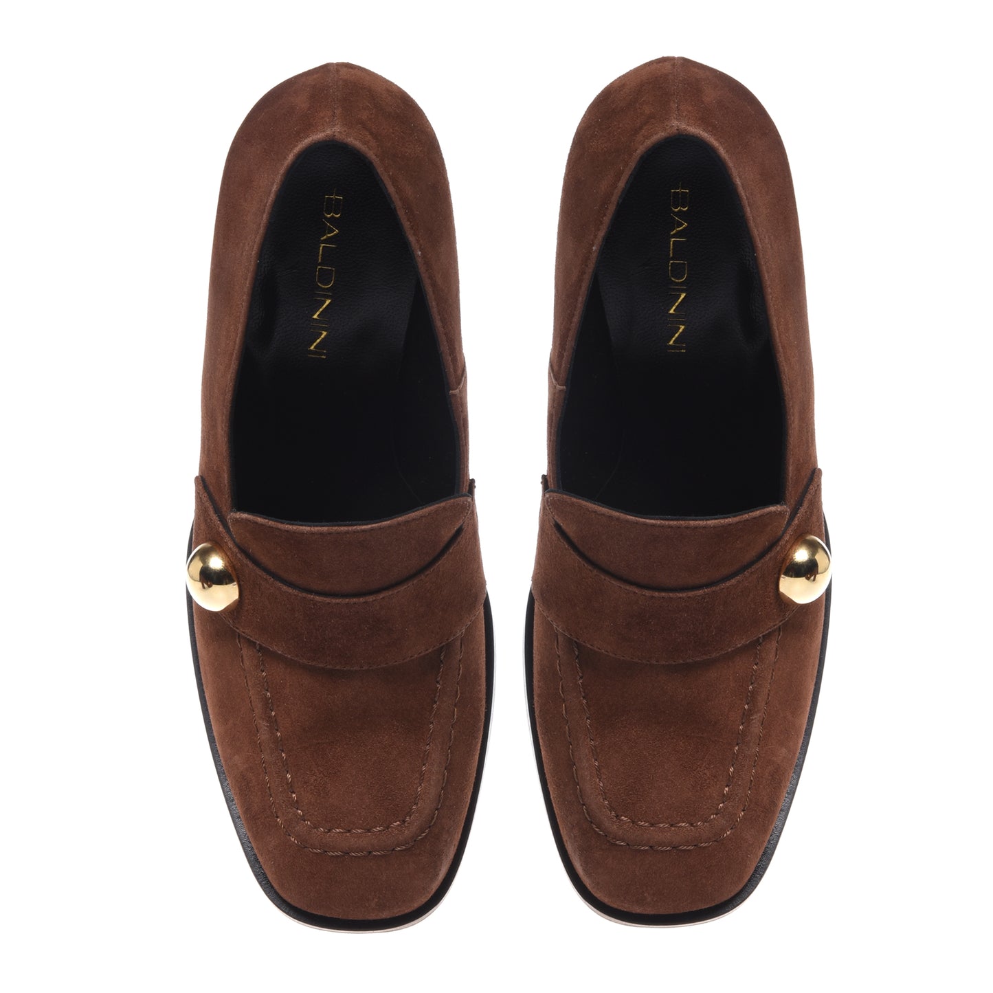 Mocassini con tacco in pelle scamosciata marrone