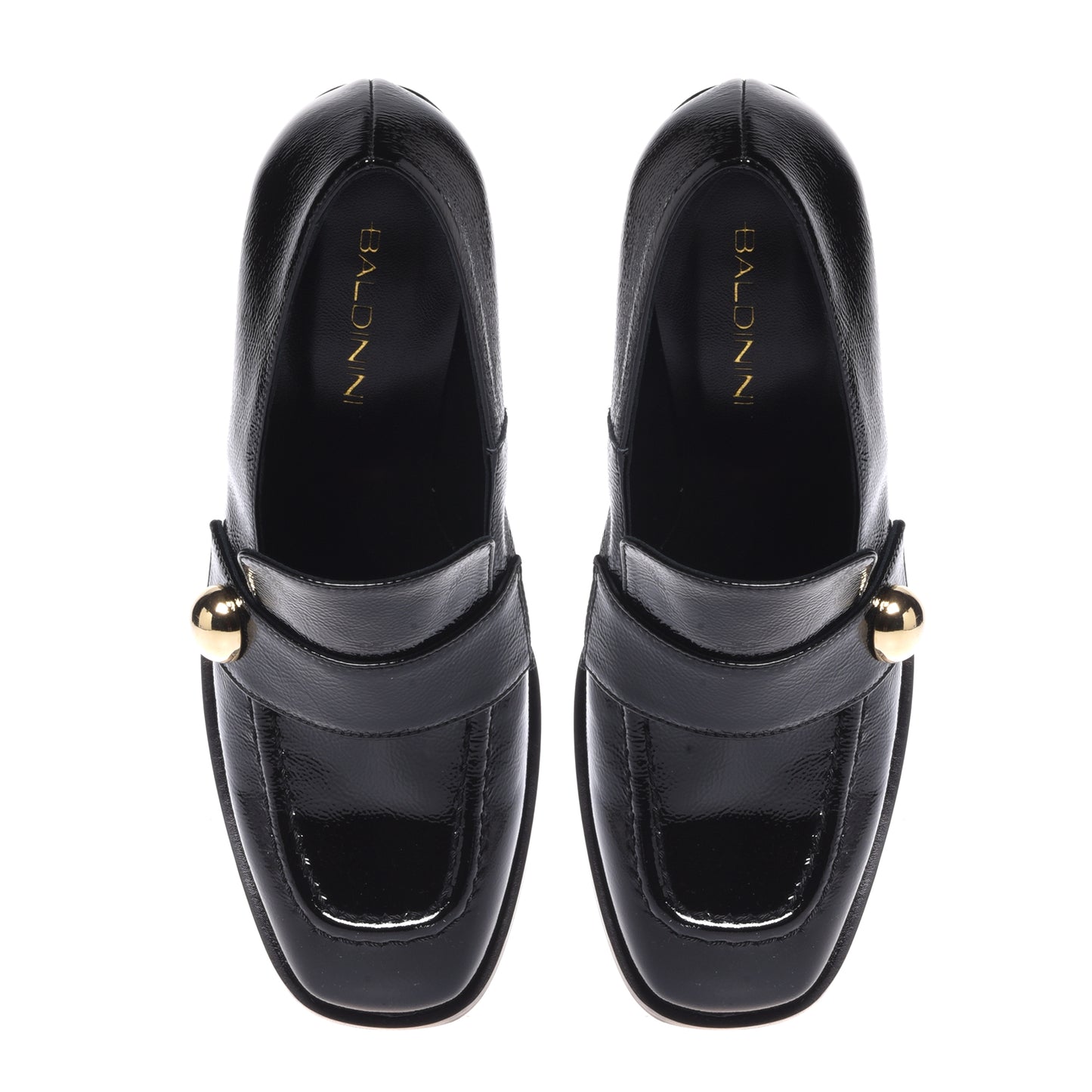 Black heeled loafers in naplak