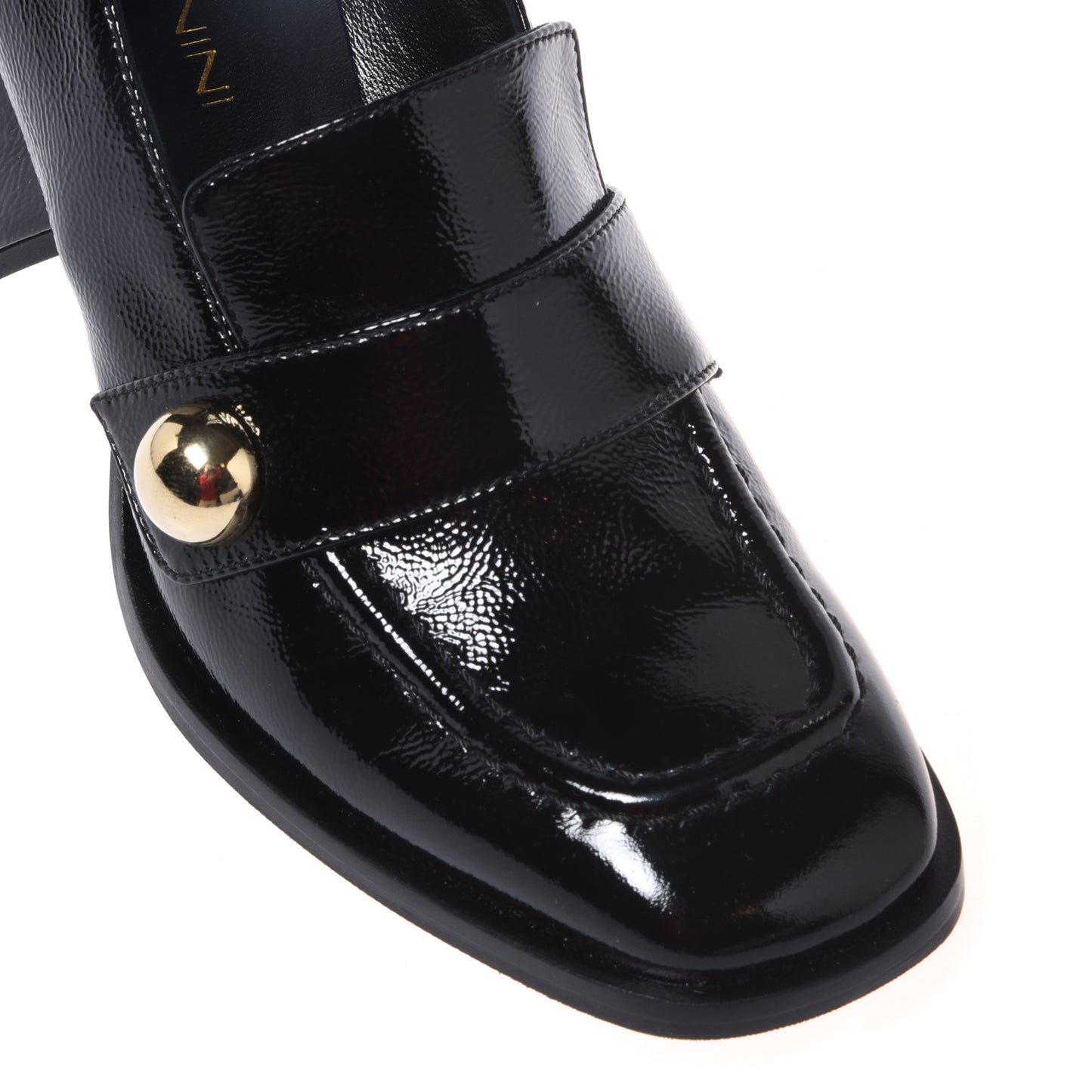 Black heeled loafers in naplak