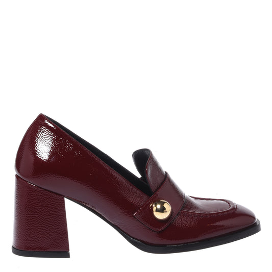 Mocassins bordeaux à talons en naplak