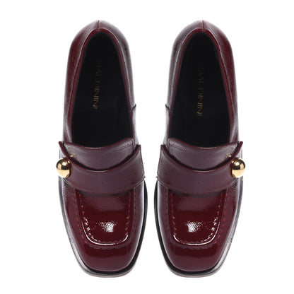 Mocassins bordeaux à talons en naplak