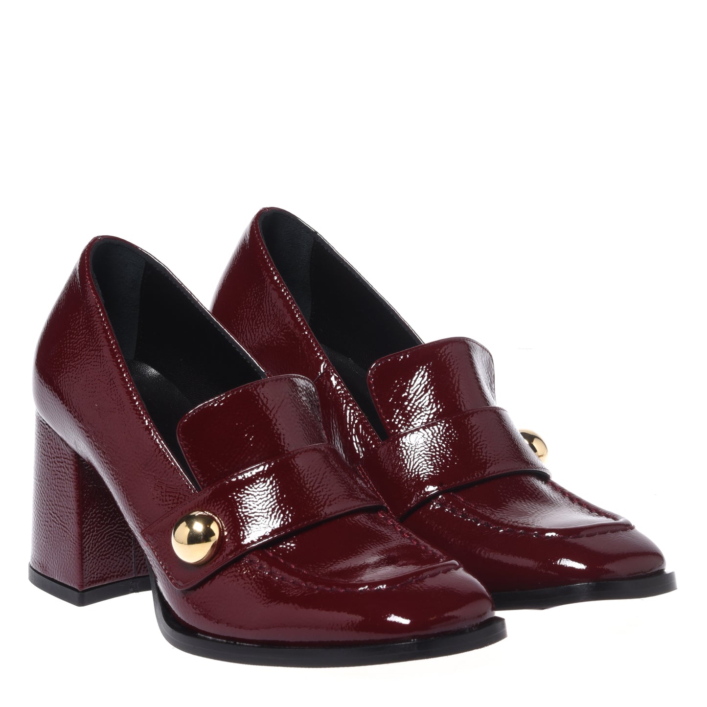 Mocassins bordeaux à talons en naplak