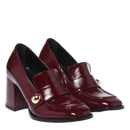 Mocassins bordeaux à talons en naplak