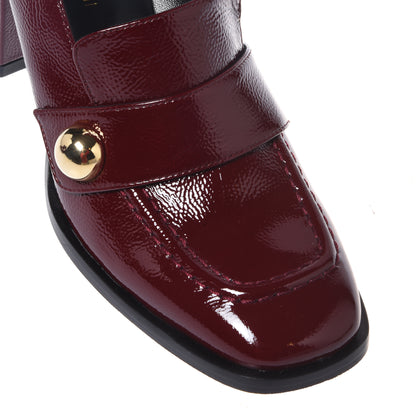 Mocassins bordeaux à talons en naplak