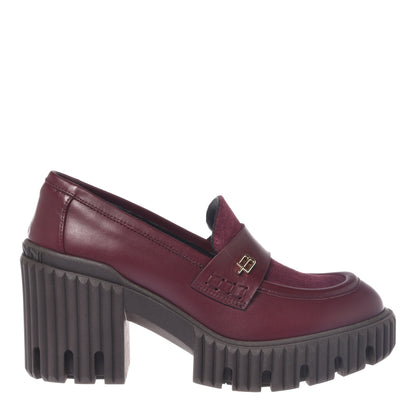 Mocassins bordeaux en daim et cuir