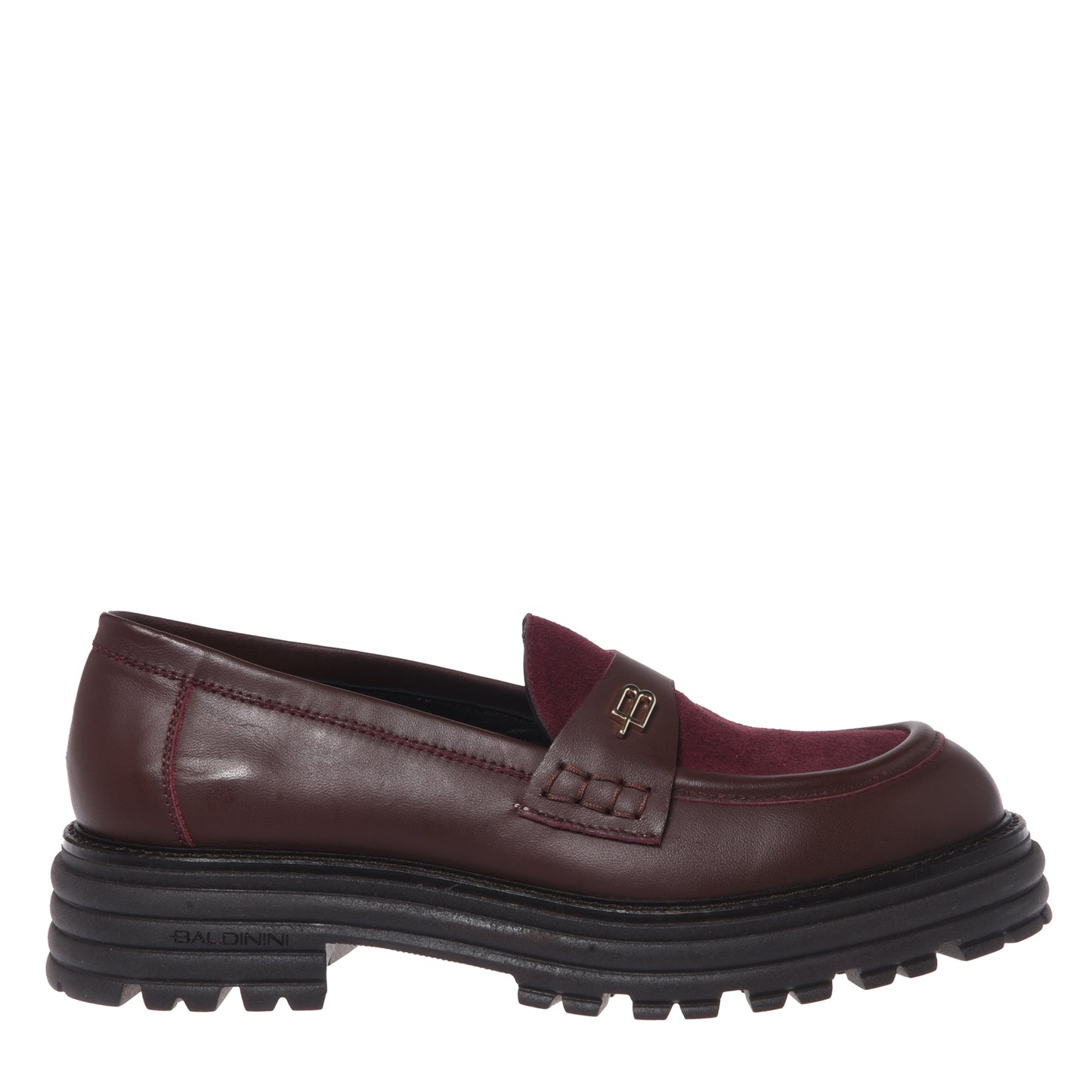 Mocassins bordeaux en daim et cuir