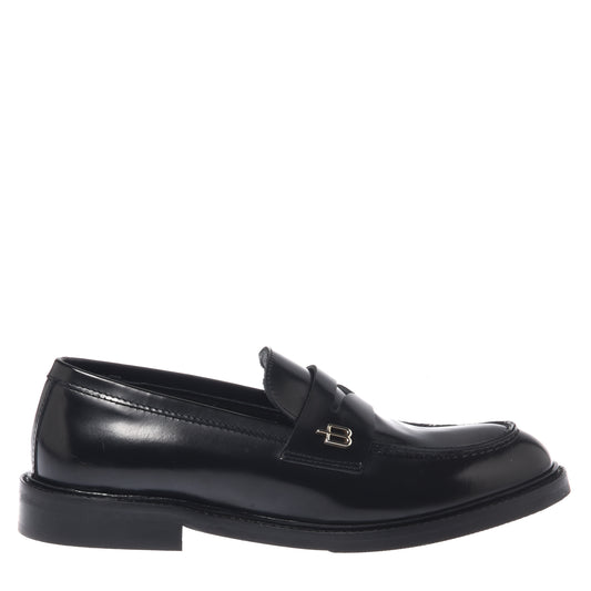 Black sanded leather loafers