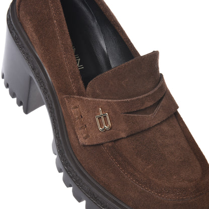 Dark brown suede loafers