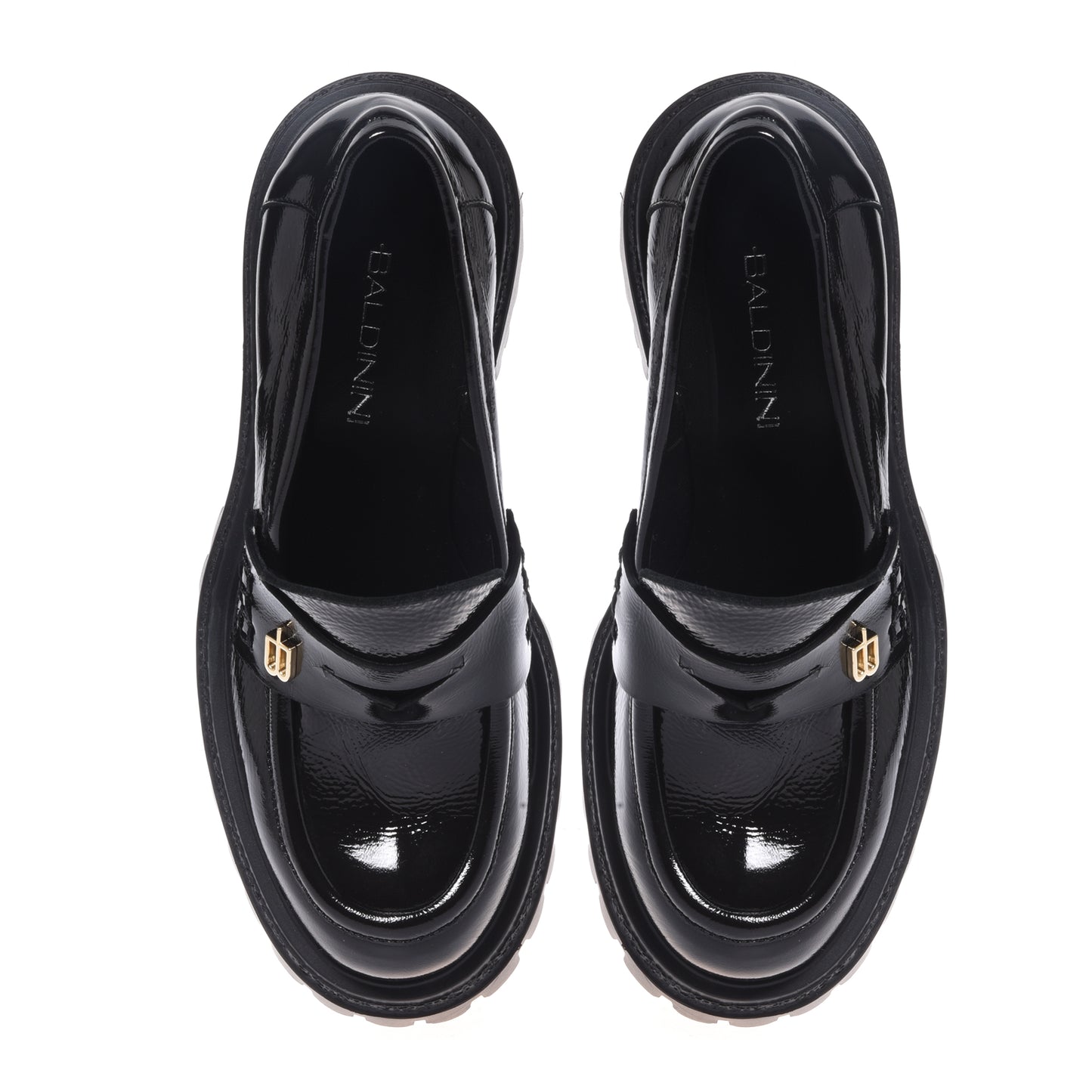 Black heeled loafers in naplak