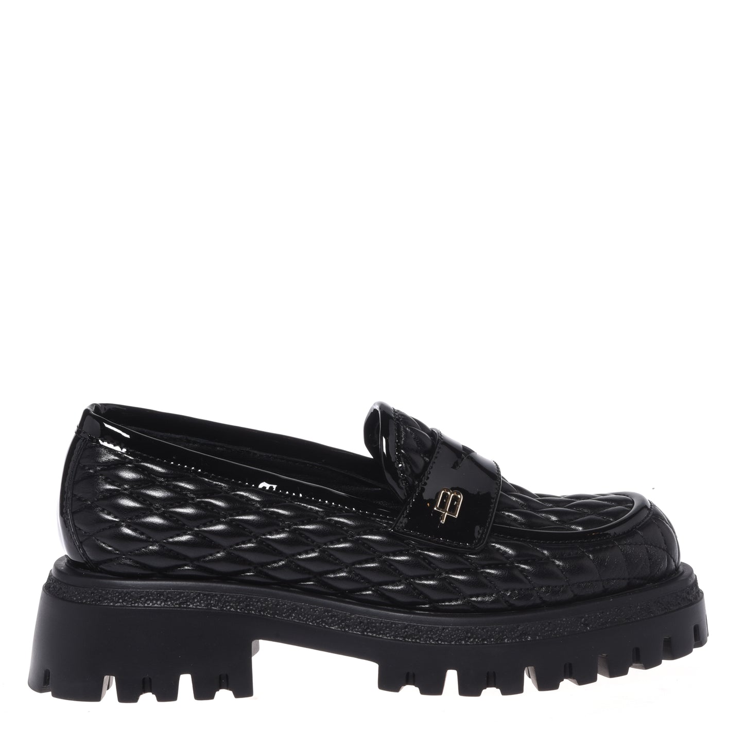 Black quilted nappa leather loafers