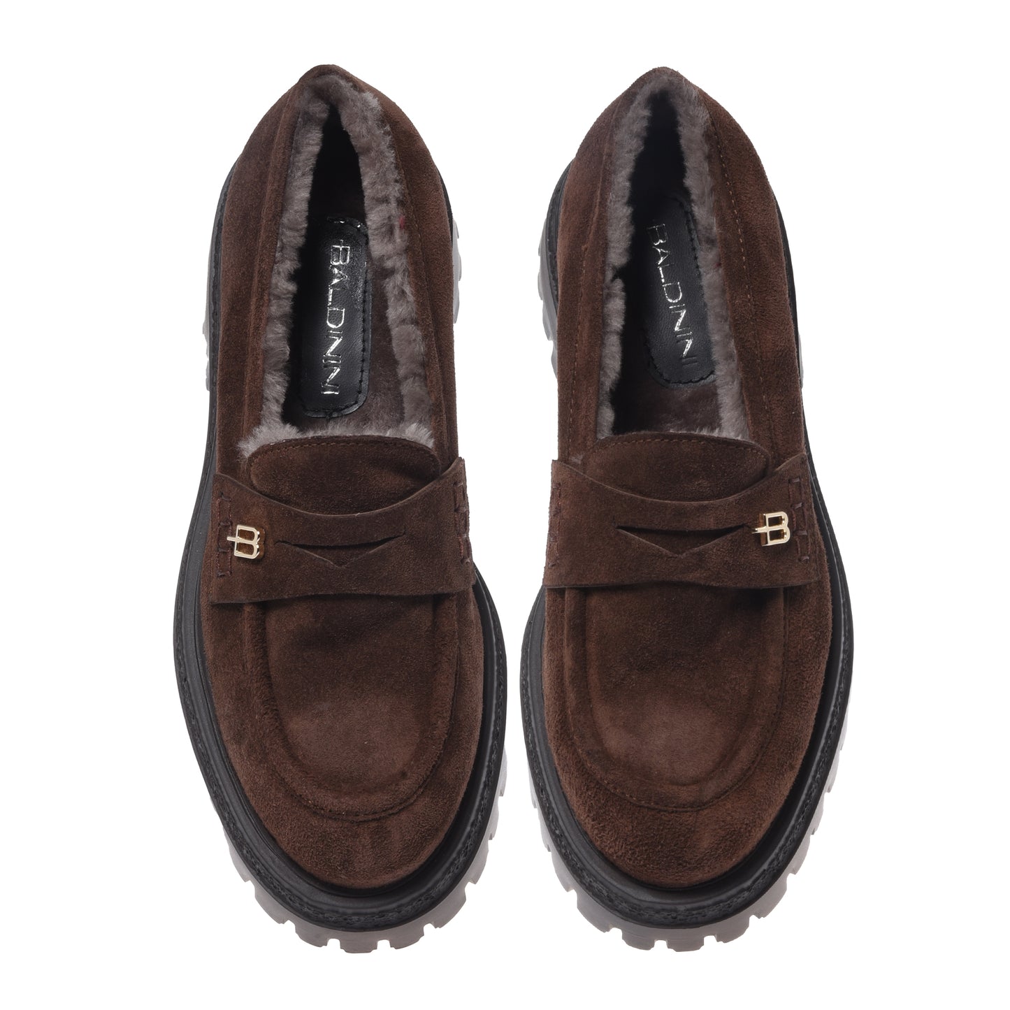 Dark brown suede loafers