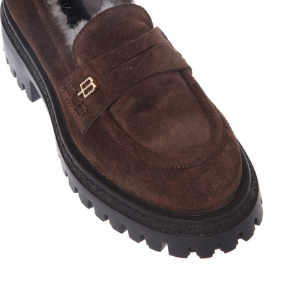 Dark brown suede loafers