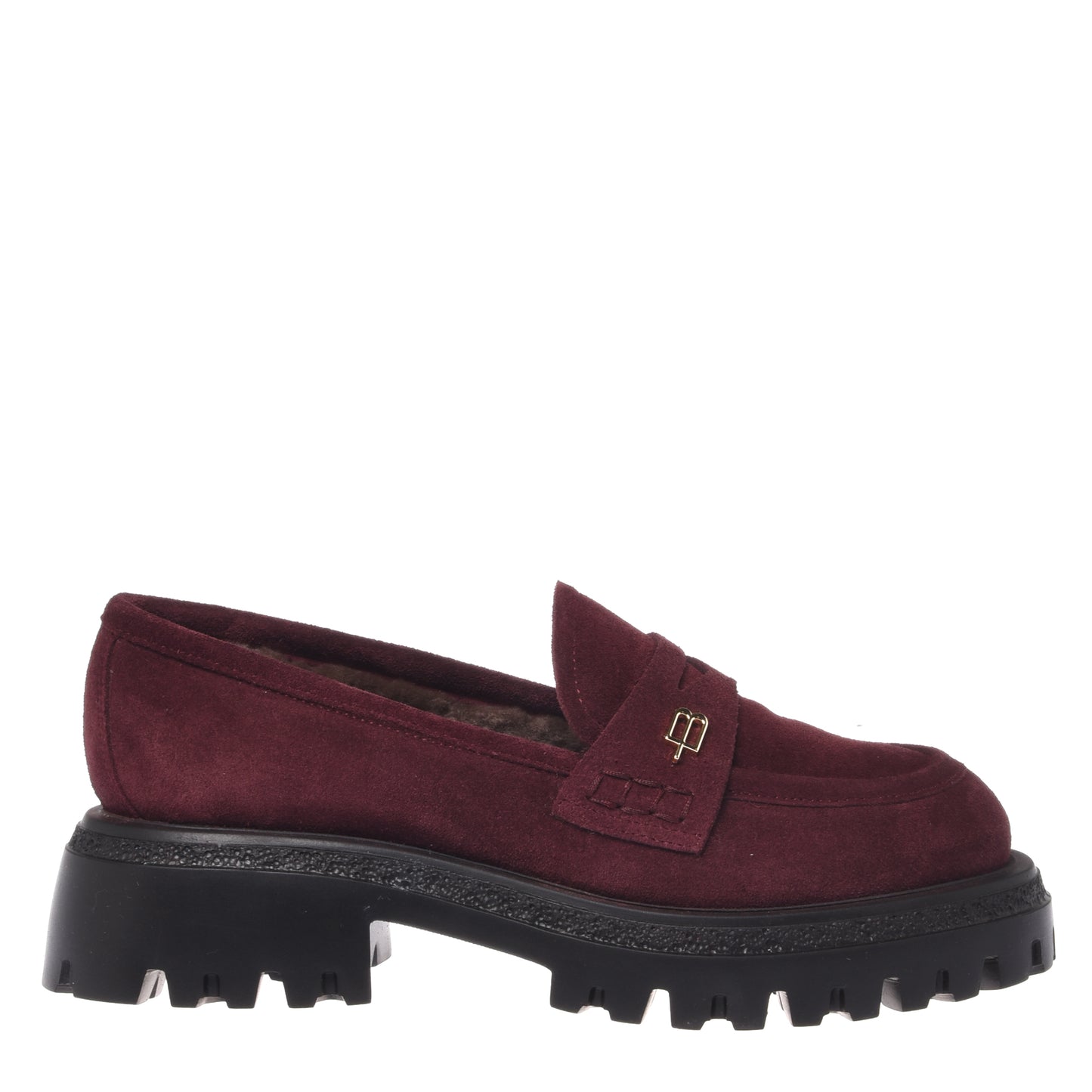 Burgundy suede loafers