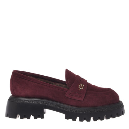 Burgundy suede loafers
