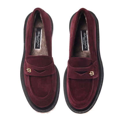Burgundy suede loafers