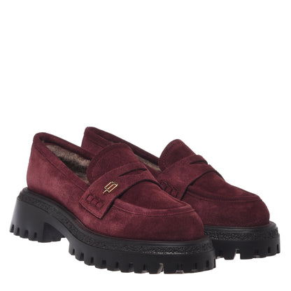 Burgundy suede loafers