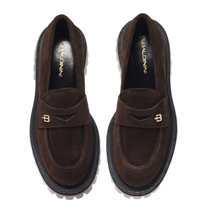 Dark brown suede loafers