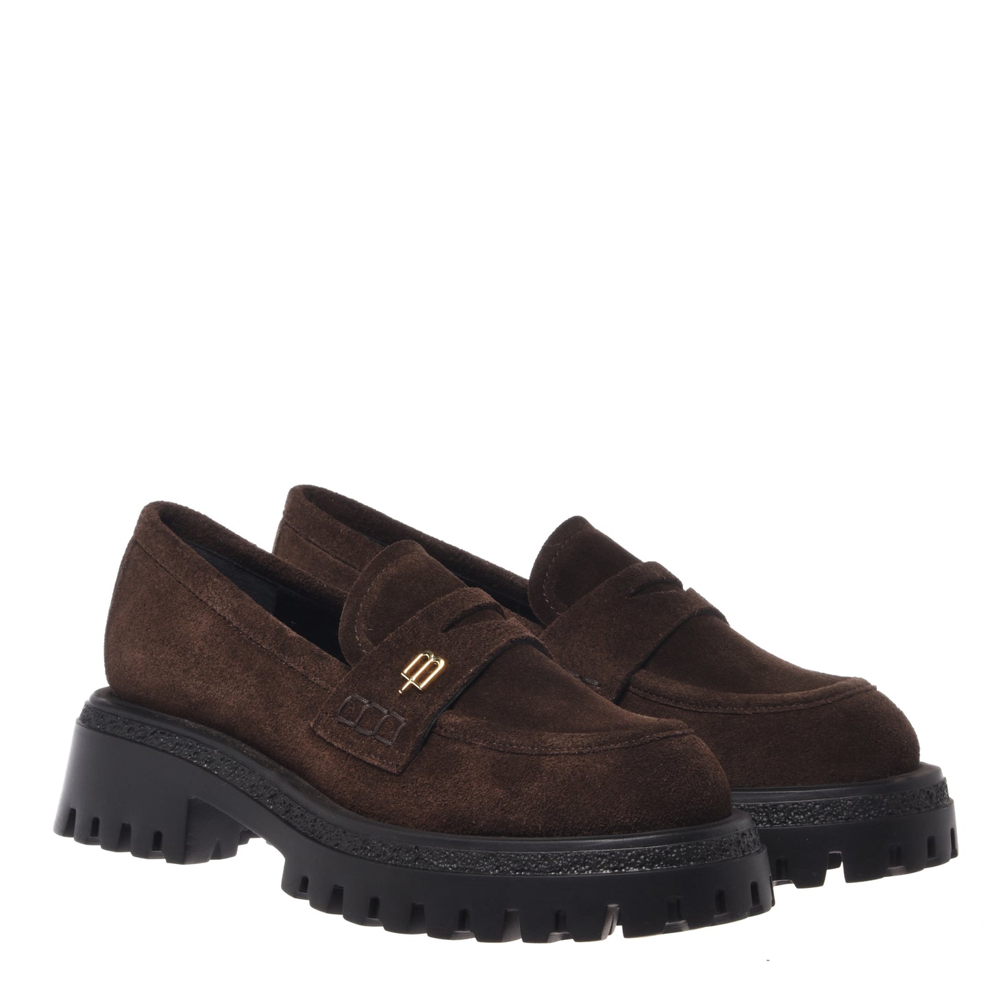 Dark brown suede loafers