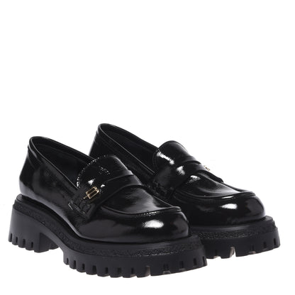 Black naplak loafers