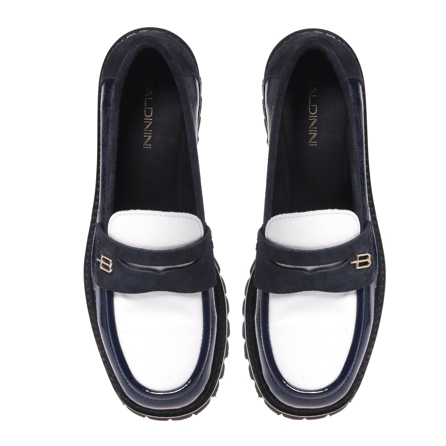 Mocassins bleu et blanc en naplak