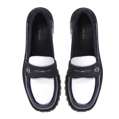 Mocassins bleu et blanc en naplak