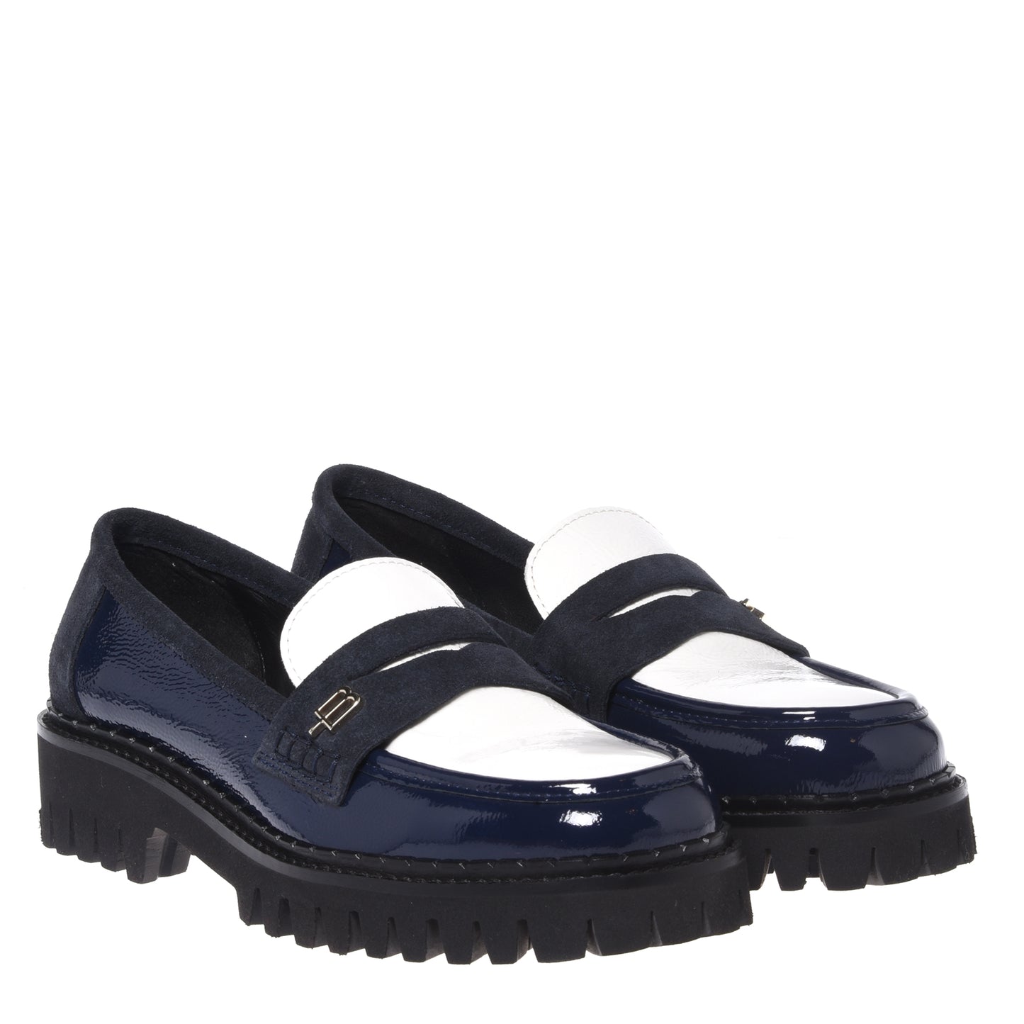 Mocassins bleu et blanc en naplak