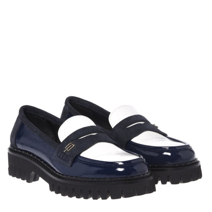 Mocassins bleu et blanc en naplak