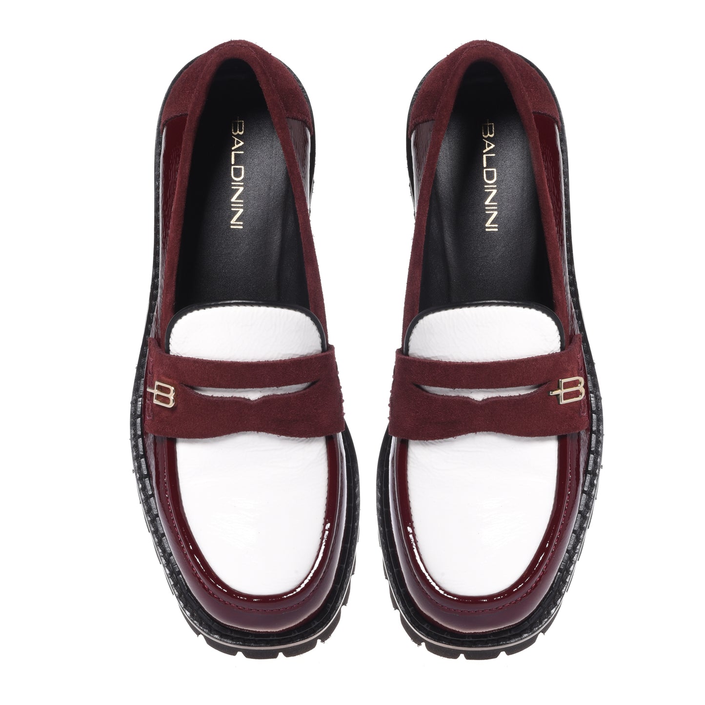 Mocassini in naplak bordeaux e bianco
