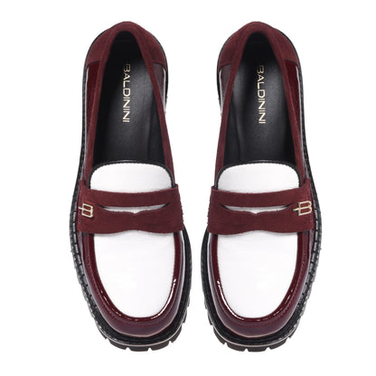 Mocassini in naplak bordeaux e bianco
