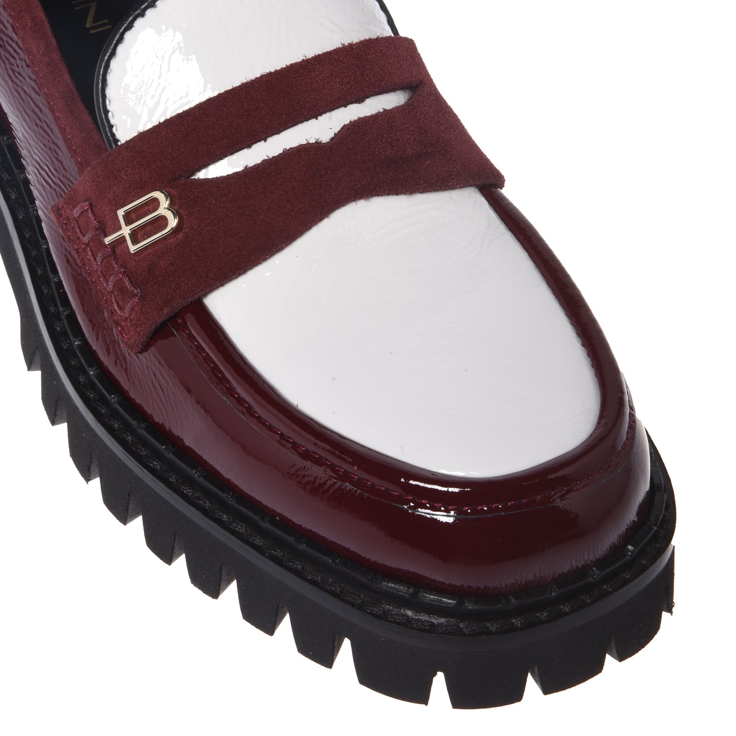 Mocassini in naplak bordeaux e bianco