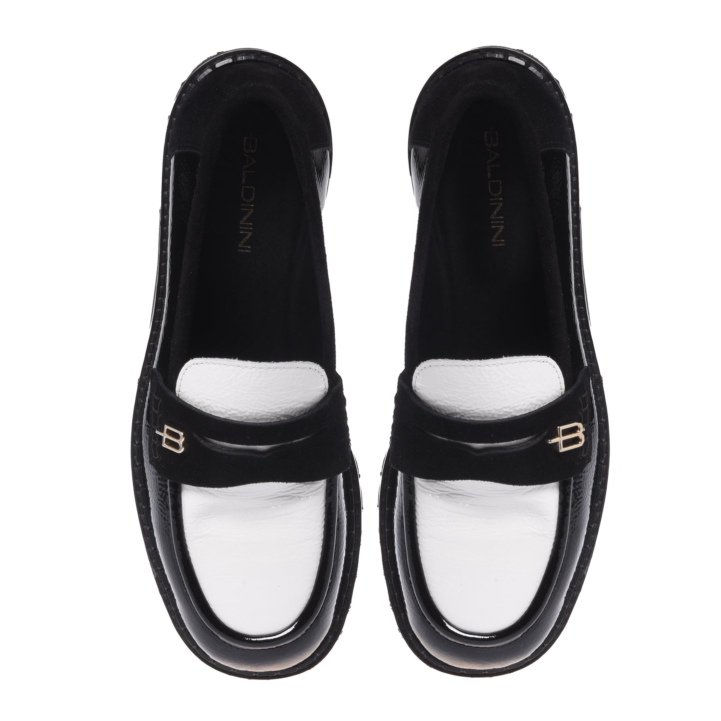 Mocassins noir et blanc en naplak