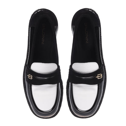 Mocassins noir et blanc en naplak