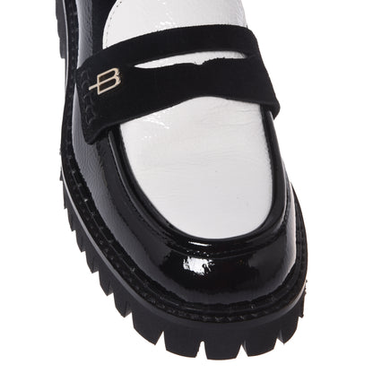 Mocassins noir et blanc en naplak