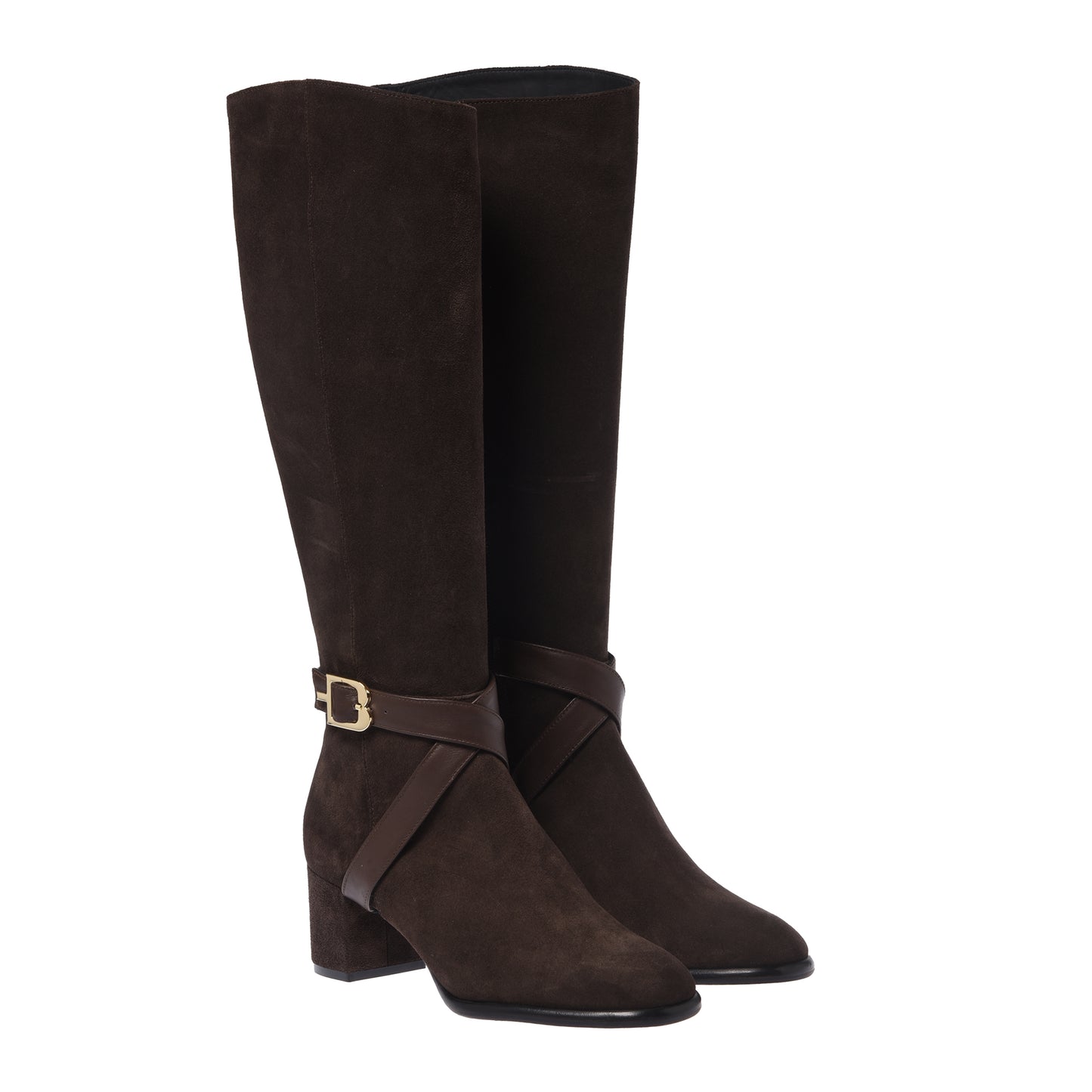 Stivali in pelle scamosciata e marrone scuro