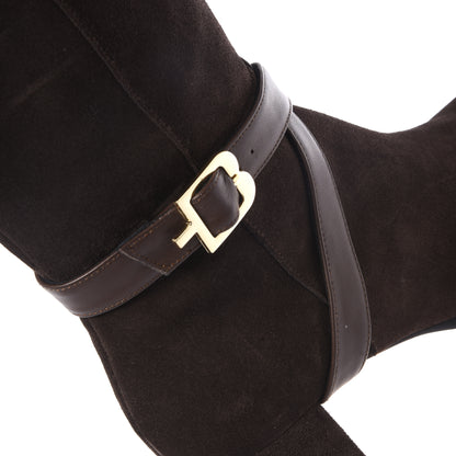 Stivali in pelle scamosciata e marrone scuro