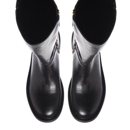 Black leather boots
