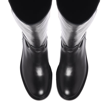 Black leather boots