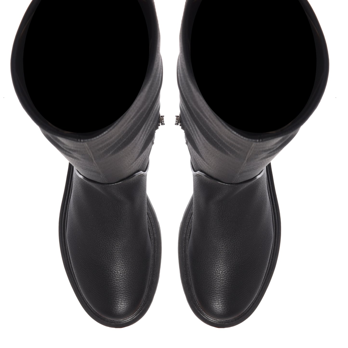 Black vegetable-tanned stretch leather boots