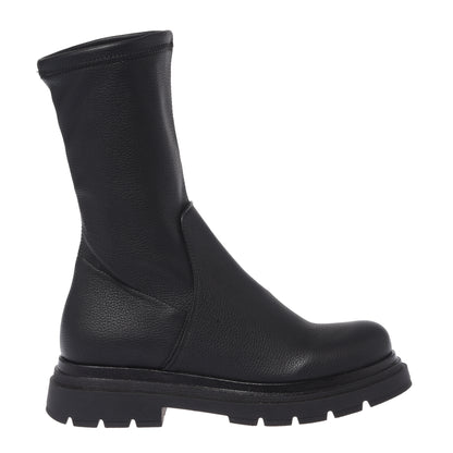 Black vegetable-tanned stretch leather boots