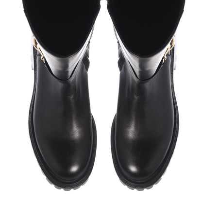 Black leather boots