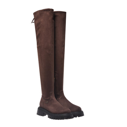 Dark brown suede boot