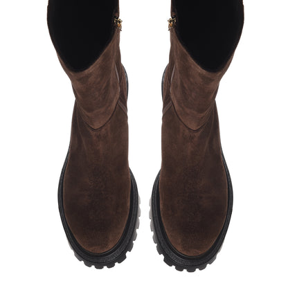 Dark brown suede boots
