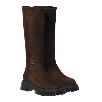 Dark brown suede boots