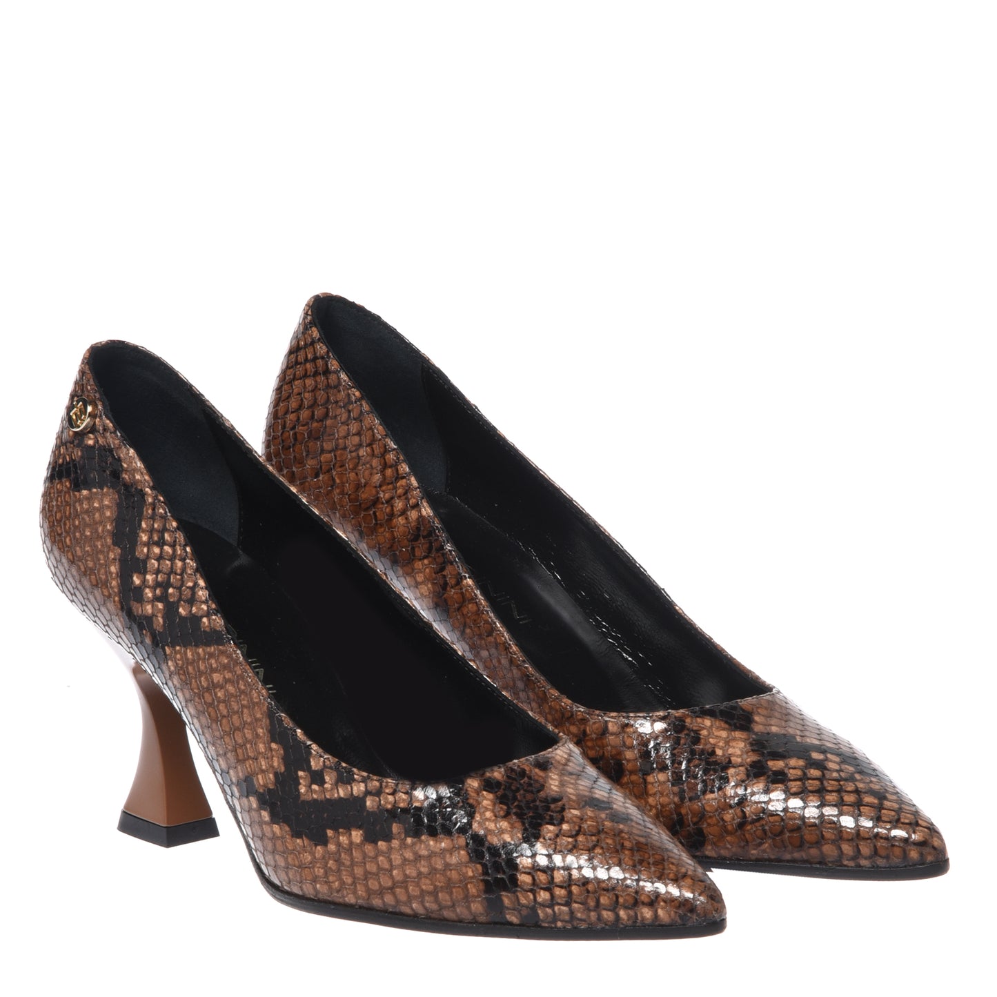 Décolleté con stampa serpente marrone