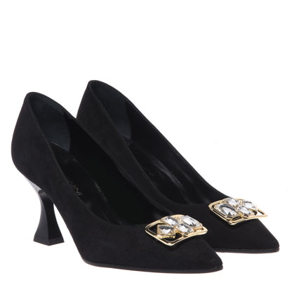 Décolleté in pelle scamosciata nera