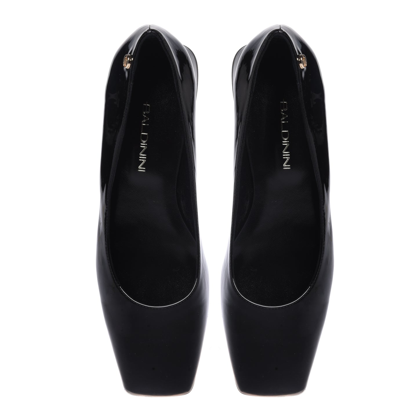 Black patent leather pumps